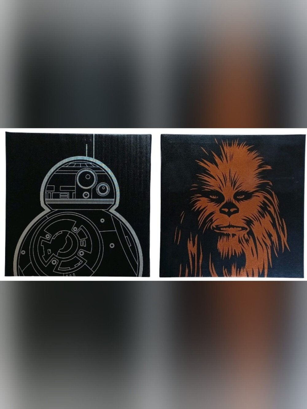 2 Piece Canvas Wall Art Set Disney Star Wars Chewbacca & BB8 w/ Black Background